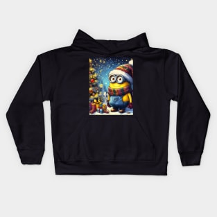 Merry Minions: Festive Christmas Art Prints Featuring Whimsical Minion Designs for a Joyful Holiday Celebration! Kids Hoodie